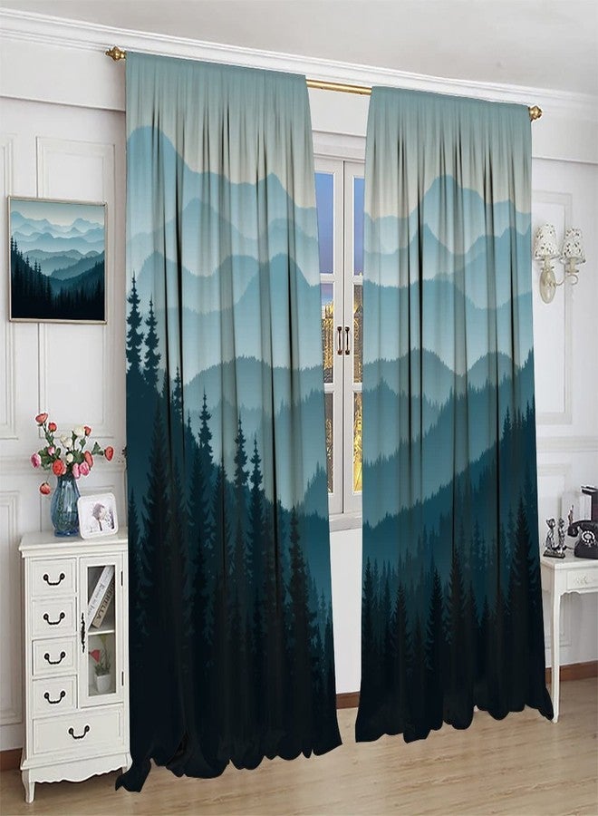 JADERYS Mountain Blackout Curtains Misty Forest Nature Woodland Scenery Landscape Art Print for Living Room Bedroom Kitchen Decor Rod Pocket Window Drapes 2 Panels 42x54in - Image 5
